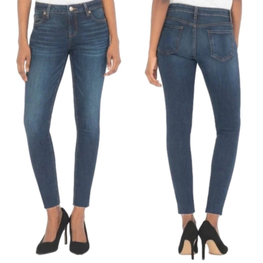 KUT from the Kloth Carlo Ankle Skinny Jeans Dark Wash Raw Hem Plus Size 20W New